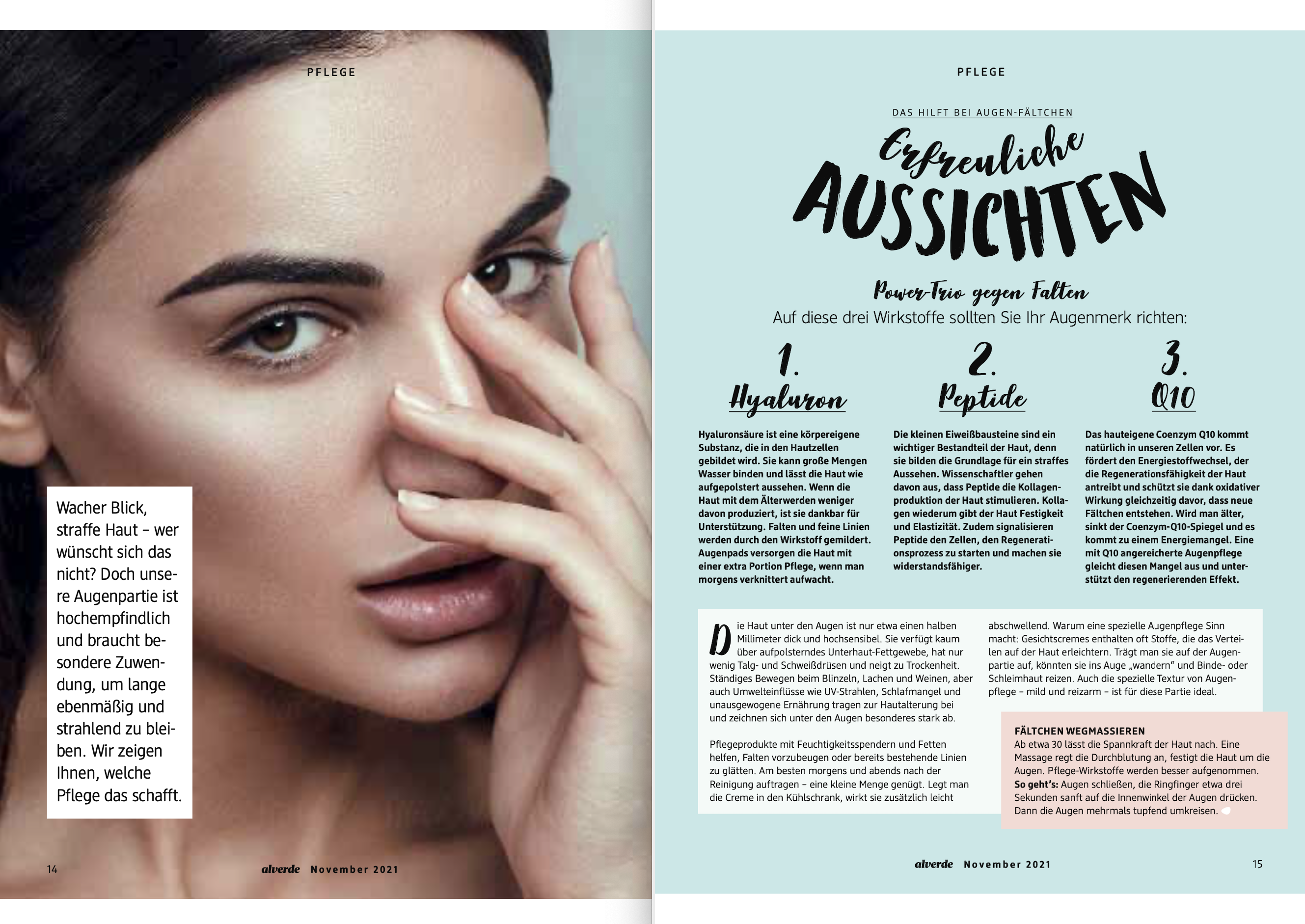 dm alverde Magazin November 2021 Erfreuliche Aussichten, und Text von Christina Berlinghof, Journalistin und Autorin in München